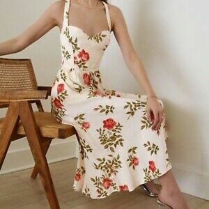 Reformation Nikita Jolie Cream Floral Midi Dress